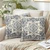 Chicamy Federa per cuscino in lino, 50 x 50 cm, stile etnico, quadrata, bohémien, mandala, decorativa, blu, moderna, per divano, casa, soggiorno, camera da letto, set di 2