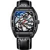 RORIOS Sports Orologio da Uomo Luminoso Orologio Automatico Meccanico Orologio con Cinturino in Pelle Tonneau Scheletro Orologio da polso