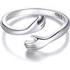 Qings Abbraccio Anelli Stile Mano per Donna Argento 925 Anello Regolabile da Uomo Promise Hugging Aprire Ispiratore Gioielleria Hug Band Rings Regalo per Moglie Marito Migliore Amico