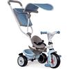 Smoby - Triciclo Baby Balade Azzurro, 7600741400, + 10 Mesi, Evolutivo, Guida Parentale, Ruote Silenziose, con Cinture di Sicurezza