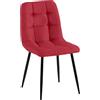 CLP Sedia da pranzo Antibes I Sedia da cucina imbottita con rivestimento in tessuto trapuntato I Con struttura in metallo, Colore:rosso