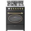 GURARI GCH G 614 BR, fornello a gas naturale 60 cm, gas naturale Fl.Gas 4 Kw WOK, barbecue a gas, Range Cooker, cassetto con push-pull, controllo gas, smalto Easy clean, spiedino girevole, gas