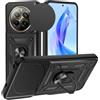 TUUTPU Cover per Realme 12 Pro/12 Pro Plus 5G, Custodia Scorrevole Protezione Fotocamera Militare Antiurto Case con 360° Magnetica Anello Rotante Supporto e TPU Silicone + PC Bumper All'aperto, Nero