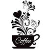 SITAKE Adesivo decorativo da parete Tazza di caffè + fiore, decorazione da parete per caffè bar e postazione caffè, cartelli rimovibili per cucina decorazioni da parete, 30 x 40 cm