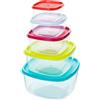 QILZO Contenitori per alimenti | Set da 5 pezzi, 220ml, 350ml, 600ml, 1,2L, 2L | Contenitori plastica con coperchio | Trasparenti | Senza BPA | Microonde, Lavastoviglie, Congelatore