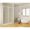 MITEPEK Porta doccia scorrevole acrilico e pvc bianco nicchia h.185cm box doccia (150cm (150-140cm))