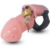 Kutocesy Castita per Uomo Gabbia per il pene di castità per uomini con anelli cazzo regolabili, gabbia di castità con serratura BDSM Bondage Fetish Giocattoli sessuali per uomini (Pink)