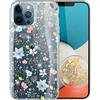 Pnakqil Custodia per Xiaomi Mi 11 Lite 4/5G 6,55, Glitter Trasparente Silicone Cover con Motivo Floreale per Donne e Ragazze Antiurto TPU Bumper Protettiva Case, Fiore1