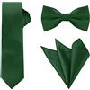 Allegra K Cravatta in raso da uomo con papillon tascabile quadrato tinta unita per matrimonio d'affari, verde scuro, Taglia Unica