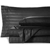 HUNTER BEDDING Set di lenzuola in 100% cotone egiziano, 6 pezzi, a fiocco lungo 400 fili, profonde 32 cm, set di lenzuola in rasatello per il raffreddamento - strisce nere e matrimoniali.