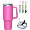 HNCY Tazza Termica da Viaggio con 2-in-1 Coperchio, 1180 ml Borraccia Termica, Bicchiere Termico con Cannuccia e Coperchio, Acciaio Inossidabile Travel Mug con manico, Tumbler Cup per Portabicchieri