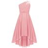renvena Abito da Cerimonia Bambina Elegante Vestito da Principessa Ragazza Abito da Damigella Prima Comunione Battesimo Paillettes Abito da Sera Lungo Chiffon A Rosa 7-8 Anni