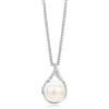 MIORE Collana Donna Argento, Catena con Ciondolo di Perla Coltivata d'Acqua Dolce e Zirconi in Argento 925. Catenina Grumetta Lunga Cm 45. Pendente Donna anallergico.