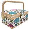 JYC CREATIVE Piccola borsa da cucito in legno vuoto, scatola da cucito foderata in tessuto con 4 scomparti, organizer con spillo, scatola di immagazzinaggio con maniglia, vassoio per accessori, (piccola, fili)