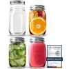 Volila Mason Jar - Confezione da 4 Barattoli in Vetro da 490ml per Conserve, Vasetti Piccoli - Coperchio Normale per Crauti, Sottaceti, Kimchi e Altro Ancora