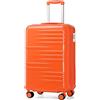 British Traveller Valigia Trolley Rigida Bagaglio a Mano da Viaggio ABS+PC Leggero con TSA Lucchetto (54cm,Arancione)