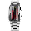 FeiWen Unico Fashion Binario Orologi da Polso da Uomo e Donna Rosso e Giallo Digitali LED Luce Rettangolare Acciaio Inox Quadrante Data Orologio, Argento (Uomo)