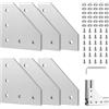 EXLECO 6Pcs Profilo Angolare in Alluminio 3030 L - Staffe di Collegamento, Squadrette Con Dadi Chiave Inglese per 7mm Profilo Esterno