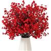 UXORSN 10 Pezzi Fiori Artificiali Fiore Finto di Respirazione del Bambino Artificiale di Gypsophila Bouquet Fiori di Seta Piante Finti per Composizioni Floreali Festa di Nozze Tavolo Decor,Rosso