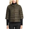 Generic Giacca da donna leggera e corta autunno sottile piumino maniche a tre quarti cappotto alla moda colletto alla moda, cachi, XXL