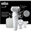 Braun Silk-épil 9 Depilatore Donna, Epilatore Elettrico Donna Con Testina Flessibile Per Una Epilazione Semplice, Wet & Dry, Pelle Liscia a Lungo, 9-061, Bianco/Argento