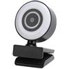 Dpofirs Webcam Portatile A40 Full HD 1080P con Anello Luminoso di Riempimento per Computer, Webcam USB con Microfono Integrato per Molteplici Scopi, Videoconferenza Lezioni Online