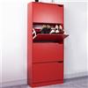 BAKAJI Scarpiera 4 Ante Ripiani Doppia Profondità Porta Scarpe Colore Rosso 63x24x150cm