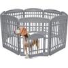 Iris Ohyama Recinto per Cani da Interno con Porta, A60cm, 8 Pannelli, Grigio, Plastica, Parco, Per Cucciolo, Gatti, Animali domestici, Interni, Esterni, Gabbia, Cuccia, Canile, CI-908