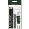 FABER-CASTELL - Set da disegno Pitt Charcoal, 10 pezzi | Carboncini da disegno e da ricalco con accessori per schizzi, ritratti e disegni espressivi