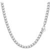PROSTEEL Collana Uomo Donna Catena Cubana Grande Sottile 4mm, Lunghezze 70 cm, Acciaio Inossidabile, Argento, Hip Hop Punk, con Confezione Regalo