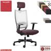 Elleci Office Shine poltrona direzionale appoggiatesta schienale rete mov. sincro multiblock traslat. sedile base allu. VERA PELLE