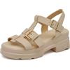 IF Scarpe Sandali da Donna con Fibbie e Fasce Platform Piatta forma In Pelle Sintetica GH-819 Beige N.37