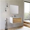 DEGHI Mobile bagno sospeso 80 cm bianco e rovere europero con lavabo integrato e specchio - Julia