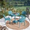 DEGHI Set pranzo con tavolo rotondo 80 cm e 4 sedie impilabili in polipropilene blu maldive - Tulipano