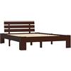 vidaXL Giroletto Classico Elegante Robusto Struttura Telaio Letto Marrone Scuro 140x200 cm con Testiera Doghe in Compensato Legno Massello Pino