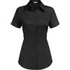 Hotouch Camicia da Donna Elegante Blusa Donna Bianca Donna Blusa Maglia Cotone Camicette Sottogiacca Donna Elegante Ufficio Slim Fit Basic Tops Cotone con Scollo A V Nero XXL