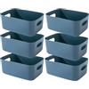 EURXLQ Cestini Portaoggetti Plastica Scatole Organizer con Manici,Contenitori per Armadio,Contenitore Plastica,Organizer Portaoggetti per Cucina Bagno Cosmetici (Blu, 20×14.7×7cm/6 Pack)