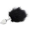 BONDAGERIE® Plug anale in metallo con piumino di colore Nero, sextoys, varie misure Dimensione: L