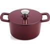 Fissler Collezione Moments, Rostiera in Ghisa Smaltata, Rotonda Diametro 20 cm, Pentola in Ghisa, Funzione Cocotte Aromastar, Compatibile Induzione, Rosso Bordeaux