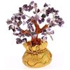 Lachineuse - Albero Feng Shui in Ametista Viola - Albero della fortuna 17 cm - Decorazione asiatica giapponese - Albero della fortuna con supporto dorato - Decorazione asiatica Pietre preziose -