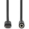 NEDIS Adattatore USB-C - USB 2.0 - Spina USB-C - 3.5 mm femmina - 1.00 m - Rotondo - Nichelato - PVC - Nero - Etichetta