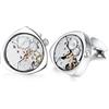 Honey Bear Gemelli Movimento Dell'orologio Steampunk Per Uomo Camicia, Triangolo acciaio per regalo di nozze affari con scatola (Argento)