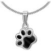 CLEVER SCHMUCK - Set con ciondolo in argento a forma di zampa di cane, 8 mm, nero, catena a maglia barbazzale, 42 cm, in argento Sterling 925, in confezione portagioie, Argento sterling