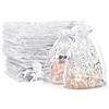 YFZYT 100 Pezzi Sacchetti Bustina Organza Portaconfetti per Nozze Regalo Caramella Partito Gioielli - 15x20 cm/5.91x7.87 pollici, Argento Bianco