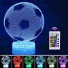 Yevheniy 3D Illusion Luce Notturna Bambini, Lampada da tavolo della camera da letto per 9-12 anni, 16 Cambiamento di colore con telecomando, Creativo compleanno giocattolo sportivo di Natale (calcio)