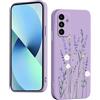 WOKEZ Cover per Samsung Galaxy A55 5G, Protezione Liquido Silicone Custodia per Samsung A55 5G con Floreale, Morbida Antigraffio Full Body Case Protettiva-Viola38