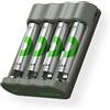 GP ReCyko - Caricabatterie USB AA AAA con 4 batterie AAA da 850 mAh, NiMH 1,2 V, con batterie ricaricabili AAA