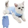 Daelesr Body Post Operatorio Gatto, Recovery Suit Gatto, Tutina Gatto Post Operatoria Sterilizzata, Professionale Recupero Vestito Gatti per Ferite Addominali o Malattie Della Pelle (L, Blu)