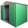Eurobrico Casetta Garage da giardino Porta Utensili Box in LAMIERA ZINCATA 0,27 mm verniciata di verde con porte scorrevoli (S L187 x P131 x H194)