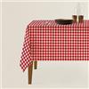 Intrecci Tovaglia a Scacchi Rustica Rettangolare Quadrata, Tovaglia Tessuto Tinto Filo Scozzese prodotta in Italia Disponibile in più Colori e Misure (4 POSTI, Rosso/Bianco)